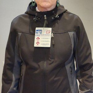 NEW Free Country Softshell water resist Jacket Women's Medium Black Gray